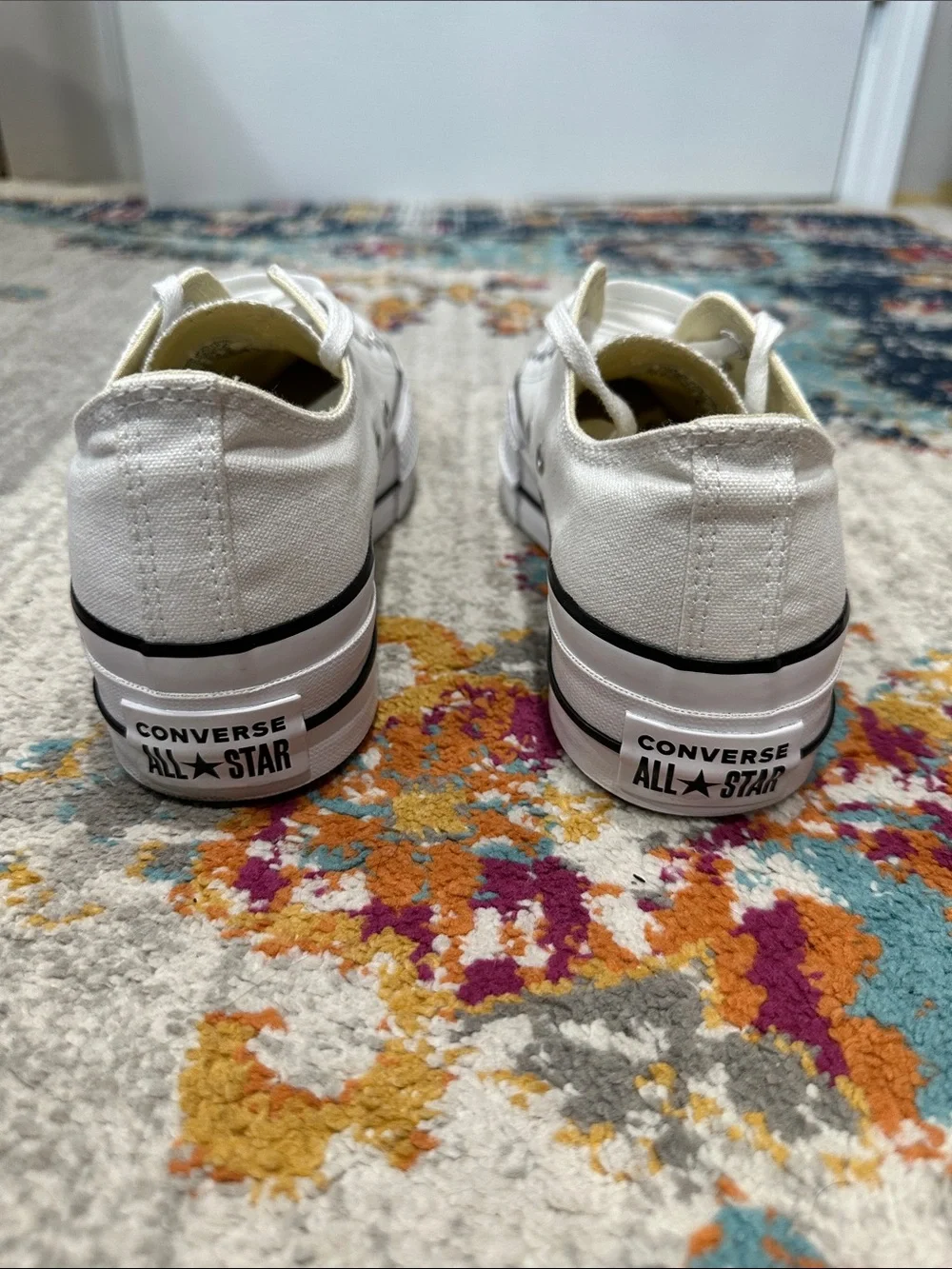 Converse All Star White Low Top Platform Chuck Taylor Sneakers - Picture 5 of 11